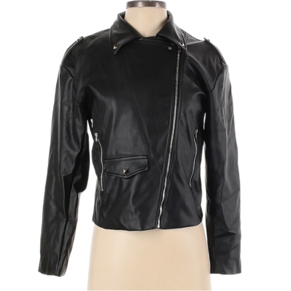 SYBIL J Black faux Leather Women's Jacket Sz S